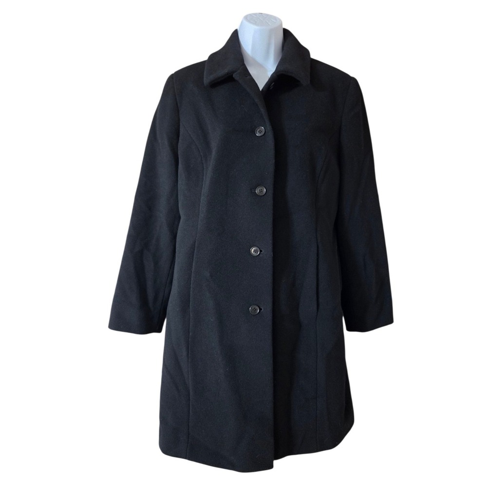 Vintage Worthington Petite Black Mid Length Pea Coat 100% Wool PM